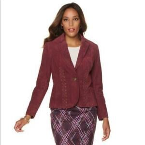 Hal Rubenstein Christy leather suede blazer 4